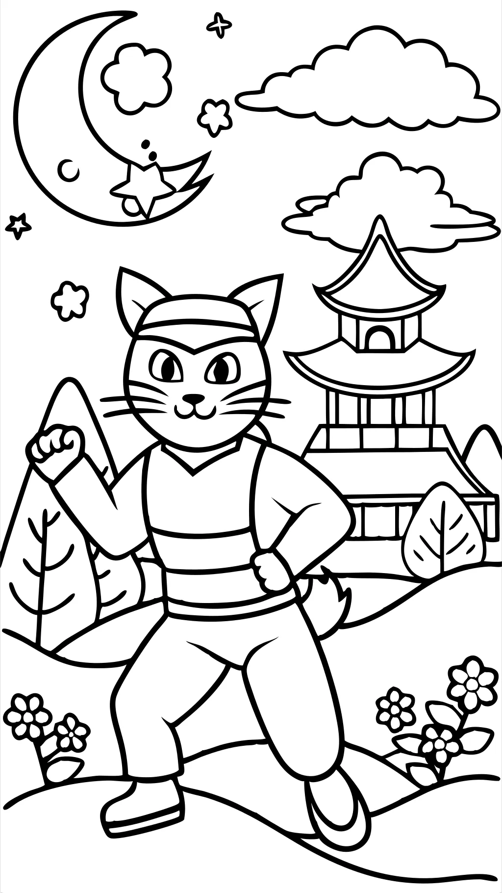 coloriage de chat ninja